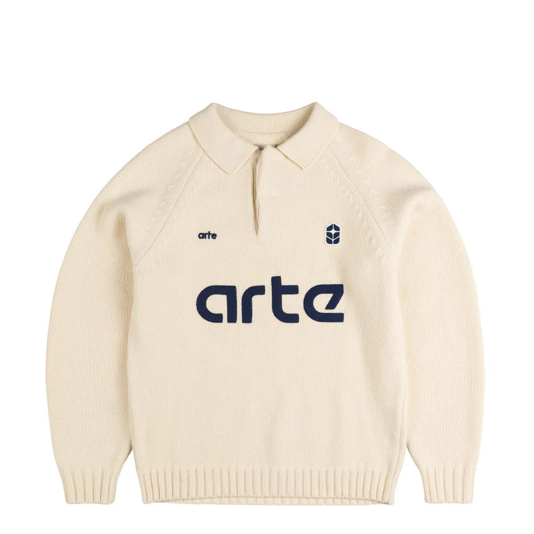 Arte Antwerp Football Knit Polo Sweater - Cream