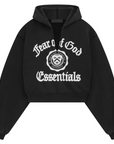 Fear of God Essentials - Women's Heavy Fleece Cropped V-Neck Hoodie "Black"
