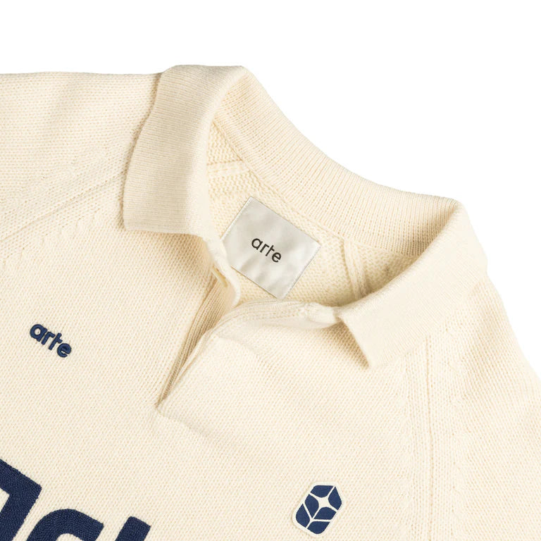 Arte Antwerp Football Knit Polo Sweater - Cream