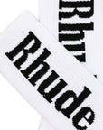 Rhude Vertical Logo Socks - White/Black